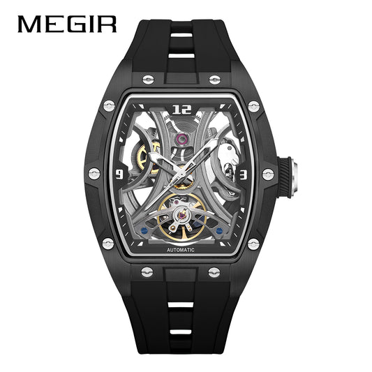 MEGIR Skeleton Dial Men Watches Luxury Automatic Mechanical Sport Watch Stainless Steel Case Man Wristwatch Clock Reloj Hombre 2245