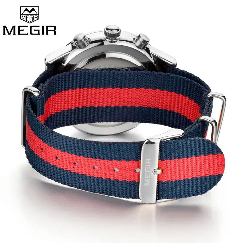 MEGIR Original Watch Strap Accessories Leather Silicone Stainless Steel Canvas