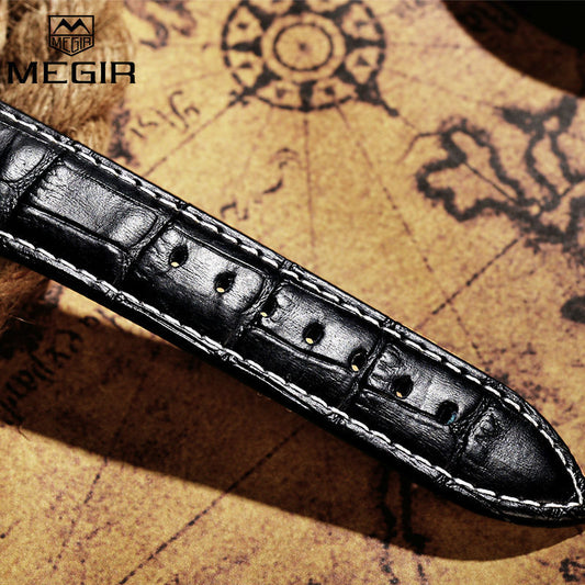 MEGIR Original Watch Strap Accessories Leather Silicone Stainless Steel Canvas