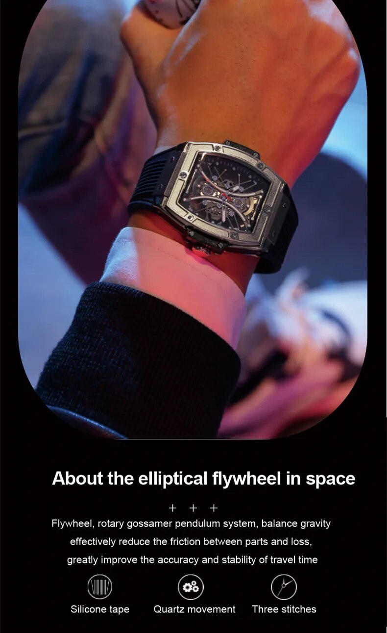 RUIMAS Reloj Hombre Fashion Brand Men Silicone Strap Watches Quartz Casual Wrist Watches Clock Waterproof Sport Montre Homme