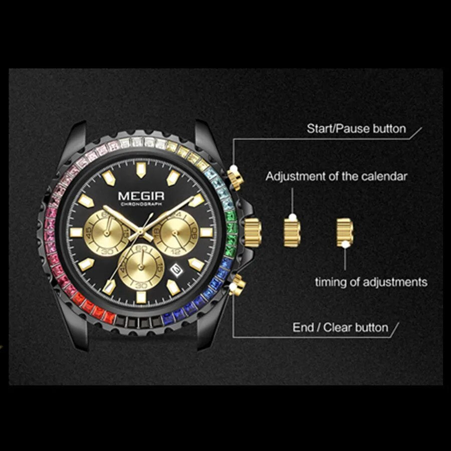 MEGIR Men Watches Brand Luxury Military Wristwatch Waterproof Steel Strap Quartz Chronograph Date Clock Male Relogio Masculino
