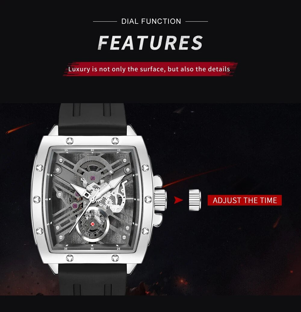 RUIMAS Luxury Fashion Men Sports Quartz Wrist Watches Waterproof Luminous Large Dial Casual Wristwatch Silicone Montre Homme