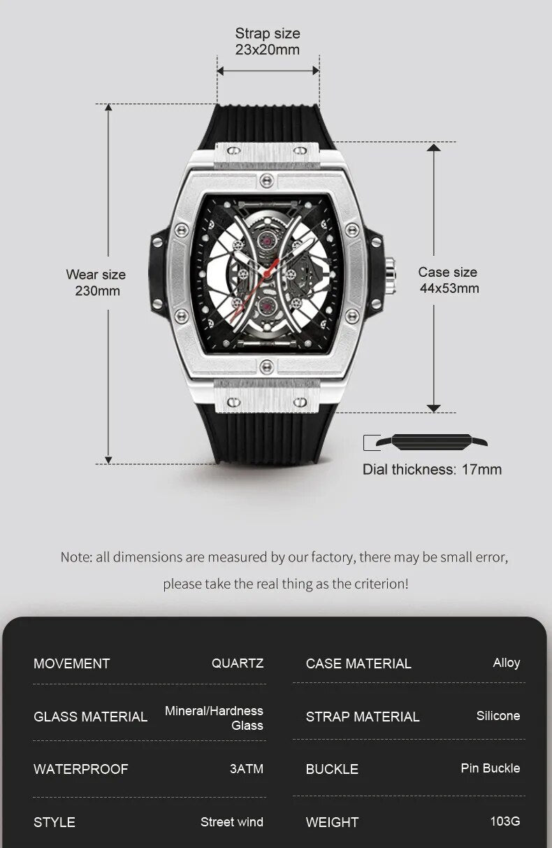 RUIMAS Reloj Hombre Fashion Brand Men Silicone Strap Watches Quartz Casual Wrist Watches Clock Waterproof Sport Montre Homme