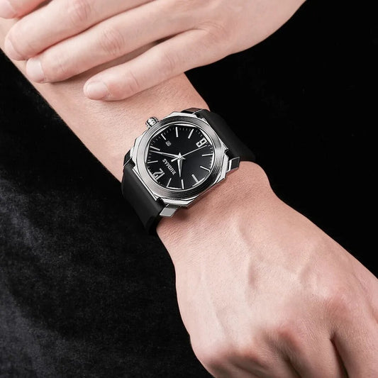 RUIMAS Luxury Silicone Band Quartz Sport Watches for Men Waterproof Calendar Casual Large Dial Wristwatch Clock Montre Homme