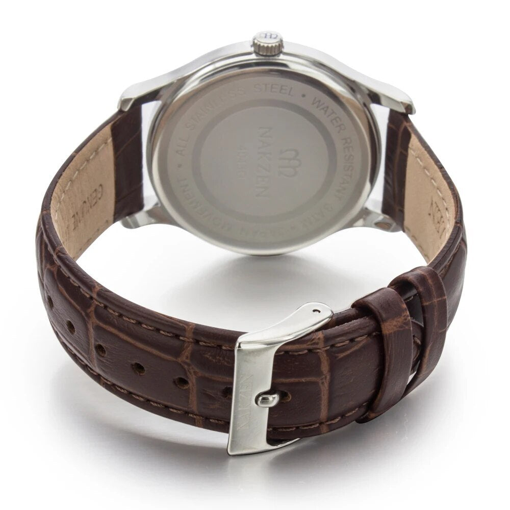 NAKZEN Brand Luxury Cool Men Quartz Watch Gentleman Retro Leather Waterproof Watches Sapphire Movement Male Dress Wristwatch