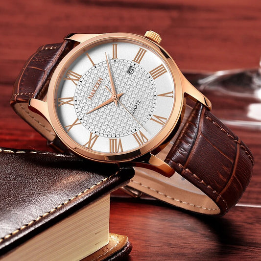 NAKZEN Brand Luxury Cool Men Quartz Watch Gentleman Retro Leather Waterproof Watches Sapphire Movement Male Dress Wristwatch