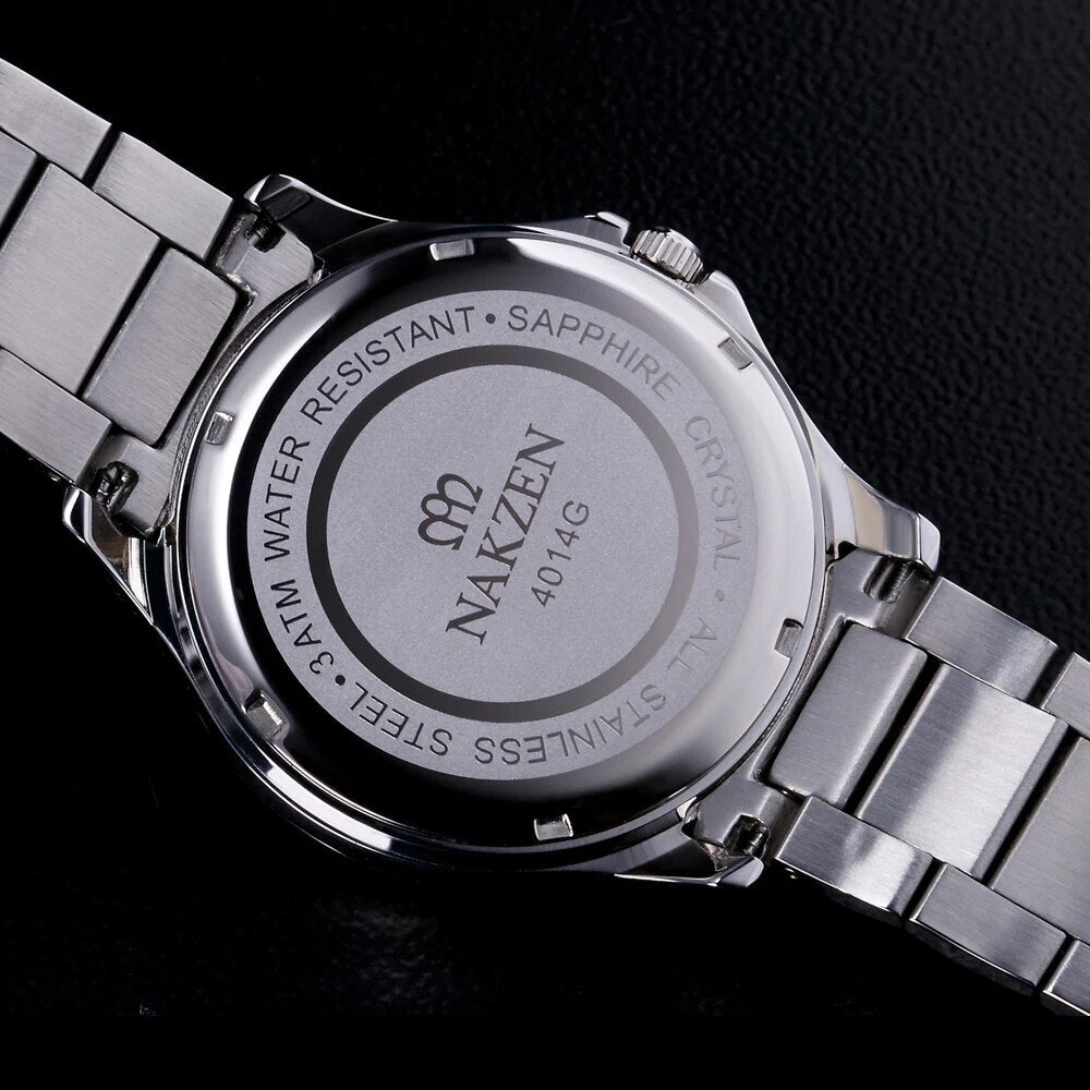 NAKZEN Men Business Quartz Watch Man Luxury Brand Stainless Steel Wrist Watch Male Fashion Simple Clock Relogio Masculino