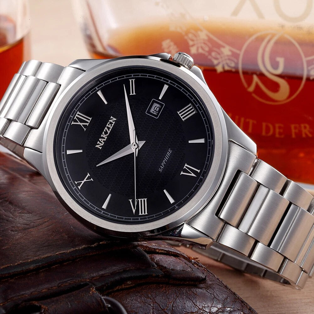 NAKZEN Men Business Quartz Watch Man Luxury Brand Stainless Steel Wrist Watch Male Fashion Simple Clock Relogio Masculino