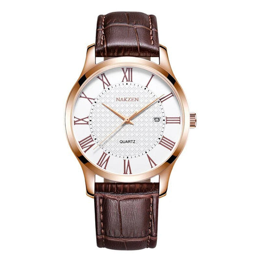 NAKZEN Brand Luxury Cool Men Quartz Watch Gentleman Retro Leather Waterproof Watches Sapphire Movement Male Dress Wristwatch