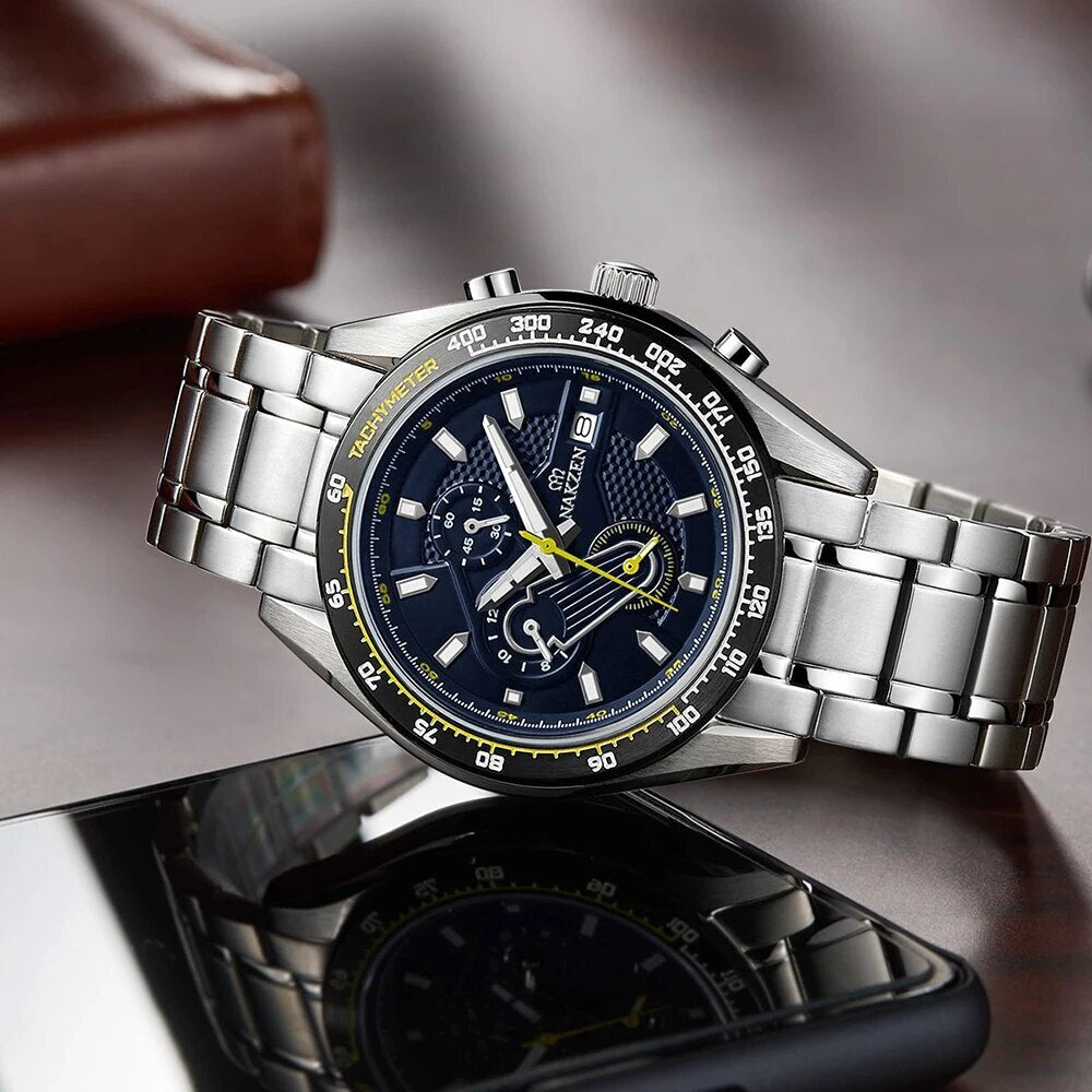 NAKZEN Man Sports Multifunction Luminous Diving Watch Men Quartz Watches Waterproof Composite Dial WristWatch Relogio Masculino