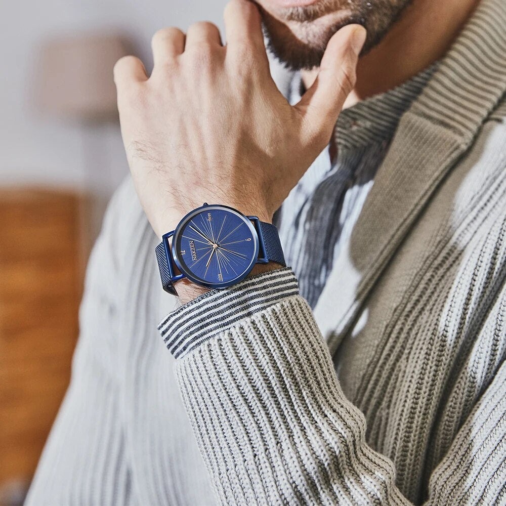 relogio masculino NAKZEN Brand Luxury Watches Men Fashion Creative Casual Analog Retro Stainless Steel Strap Quartz Watch