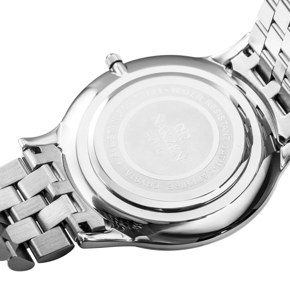 NAKZEN Gold Quartz Watch Top Brand Luxury Men Watches Fashion Stainless Steel Wristwatches Male Clock Relogio Masculino