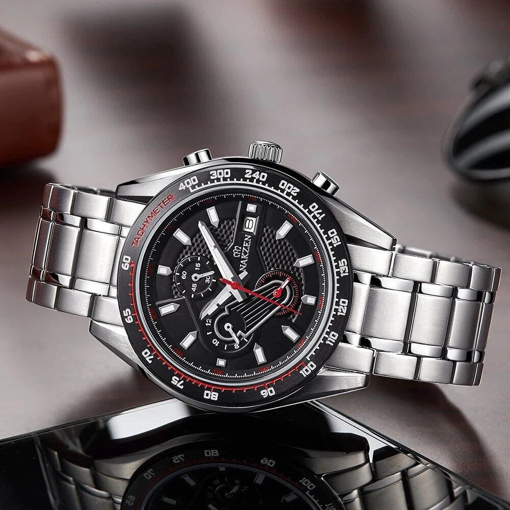 NAKZEN Man Sports Multifunction Luminous Diving Watch Men Quartz Watches Waterproof Composite Dial WristWatch Relogio Masculino