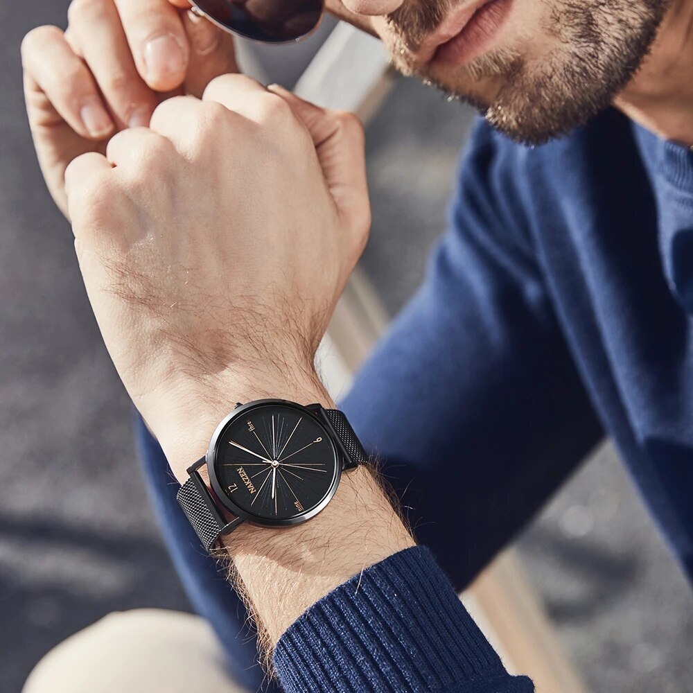 relogio masculino NAKZEN Brand Luxury Watches Men Fashion Creative Casual Analog Retro Stainless Steel Strap Quartz Watch