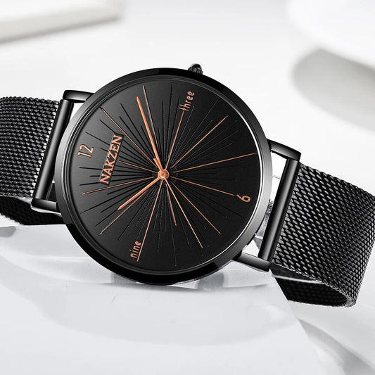 relogio masculino NAKZEN Brand Luxury Watches Men Fashion Creative Casual Analog Retro Stainless Steel Strap Quartz Watch