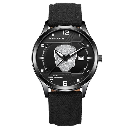 NAKZEN 2019 New Mens Watches Top Brand Luxury Fashion Skull Quartz Watch Waterproof Leather strap Luminous relogio masculino