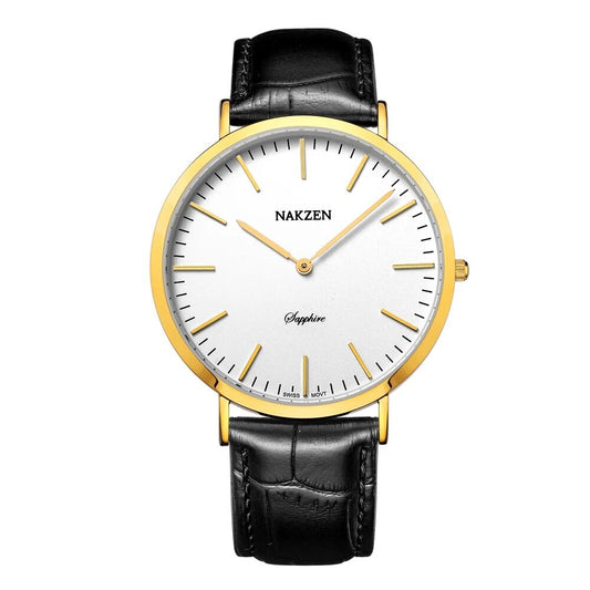 NAKZEN Luxury Brand Men Watches Leather Strap Sapphire Quartz Watch  Male Classic Fashion Wristwatch Clock Relogio Masculino