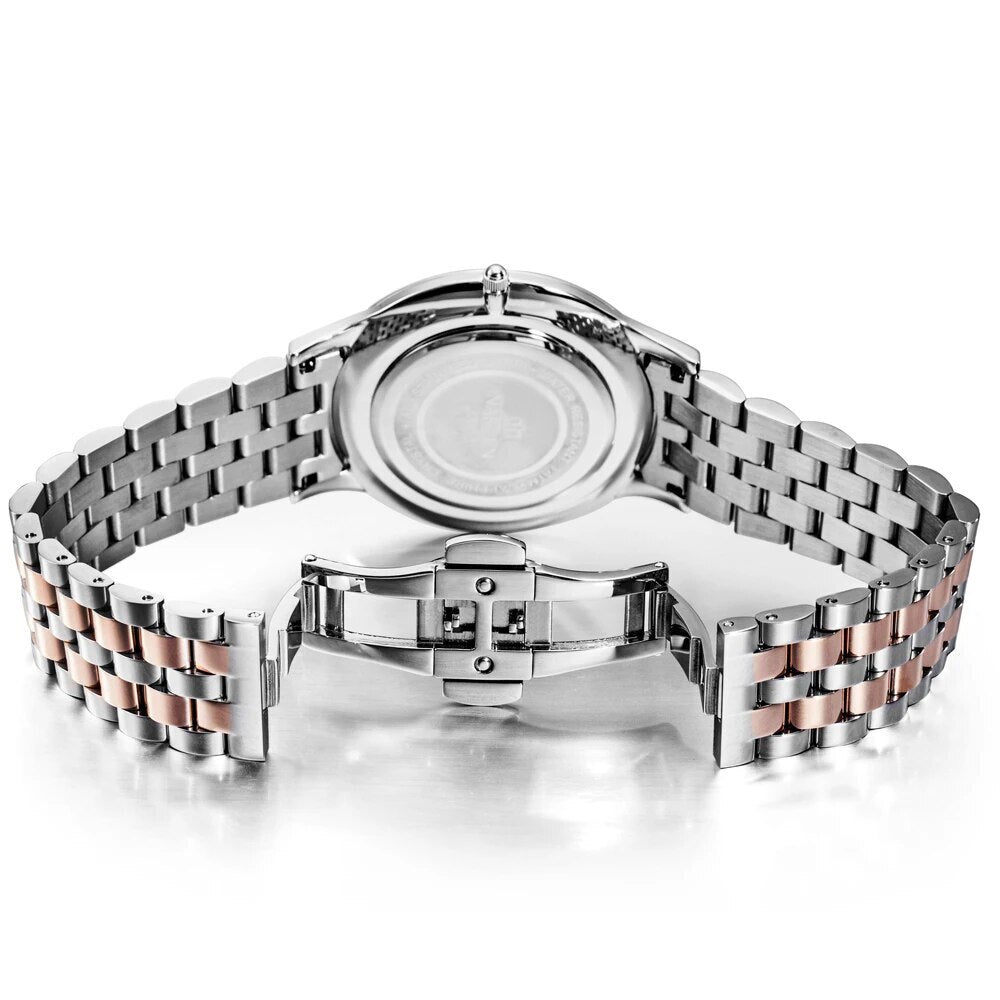 NAKZEN Gold Quartz Watch Top Brand Luxury Men Watches Fashion Stainless Steel Wristwatches Male Clock Relogio Masculino