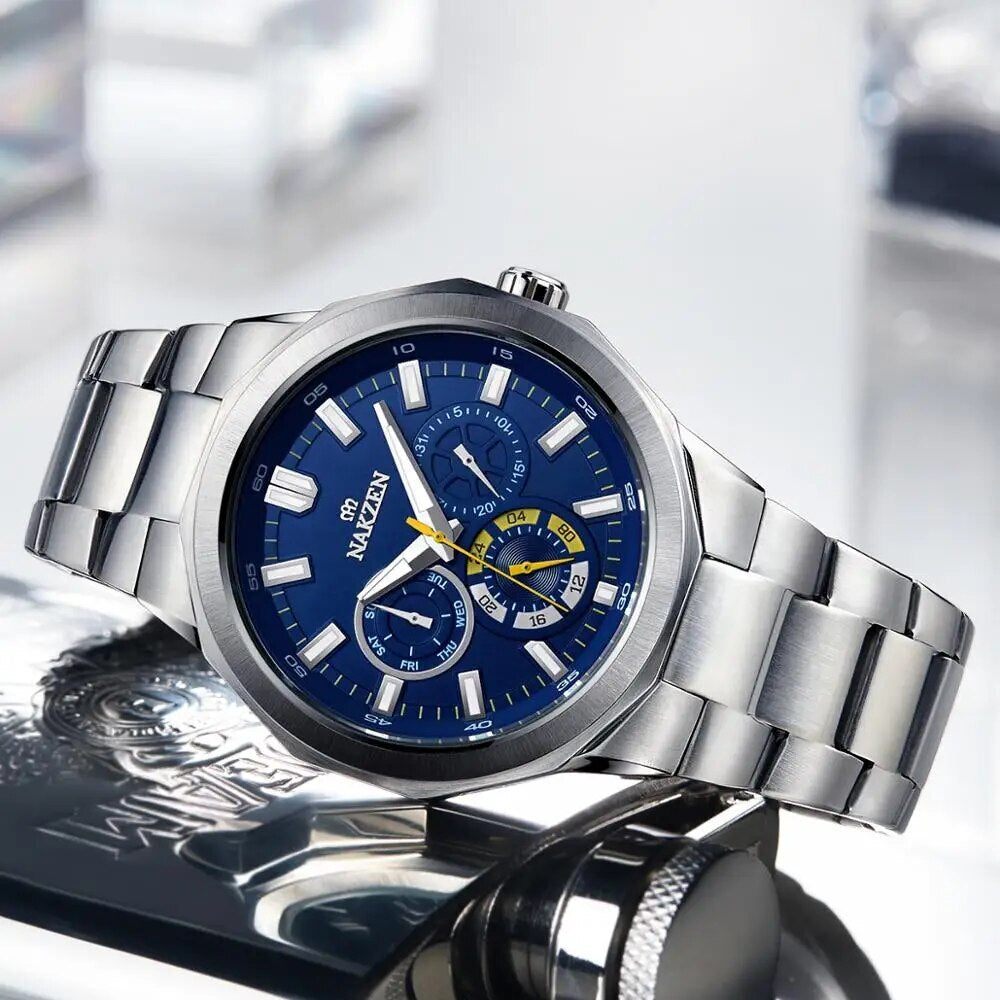 NAKZEN 2020 Quartz Watch Men Top Brand Luxury Waterproof Wristwatch Male Business Military Relogio Masculino Clock +Box