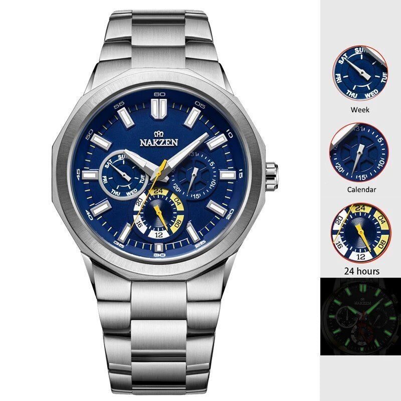 NAKZEN 2020 Quartz Watch Men Top Brand Luxury Waterproof Wristwatch Male Business Military Relogio Masculino Clock +Box