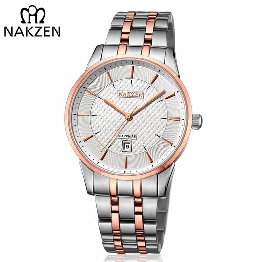 NAKZEN Top Luxury Brand Men's Watches Waterproof Quartz Stainless Steel Watch Rose Gold Watches Male Clock Relogio Masculino