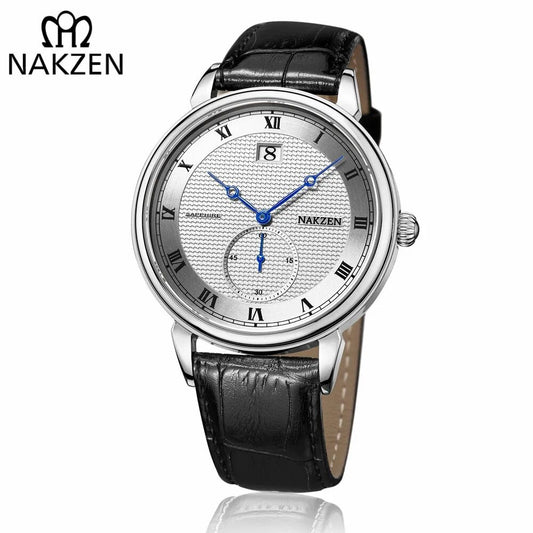 NAKZEN Classic Men Watch Top Brand Luxury Function Date Leather Sport Watches Male Business Quartz WristWatch Relogio Masculino