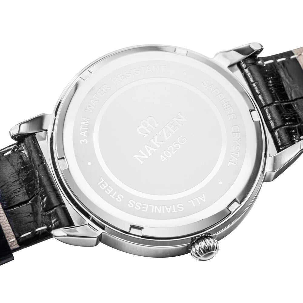 NAKZEN Classic Men Watch Top Brand Luxury Function Date Leather Sport Watches Male Business Quartz WristWatch Relogio Masculino