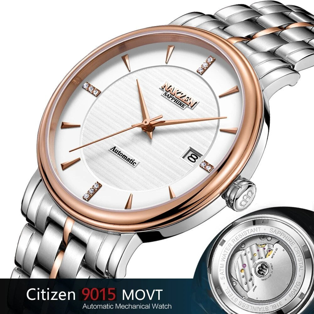 NAKZEN Miyota 9015 Automatic Mechanical Men Watch 2019 Hot Wrist Brand Luxury Sapphire glass Wristwatch Clock Relogio Masculino
