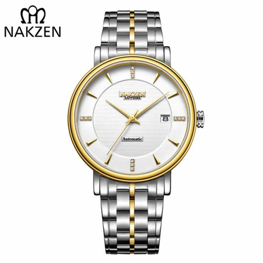 NAKZEN Men Business Wristwatch Brand Luxury Diamond Automatic Mechanical Watches Relogio Masculino Japanese movement Miyota 9015