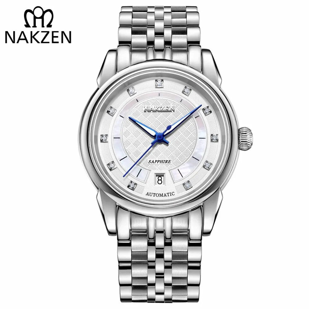 NAKZEN Men Japan Automatic NH35 Movement Mechanical Watch Mens Luminous Waterproof Diamond Classic Wrist Watches Reloj Hombre