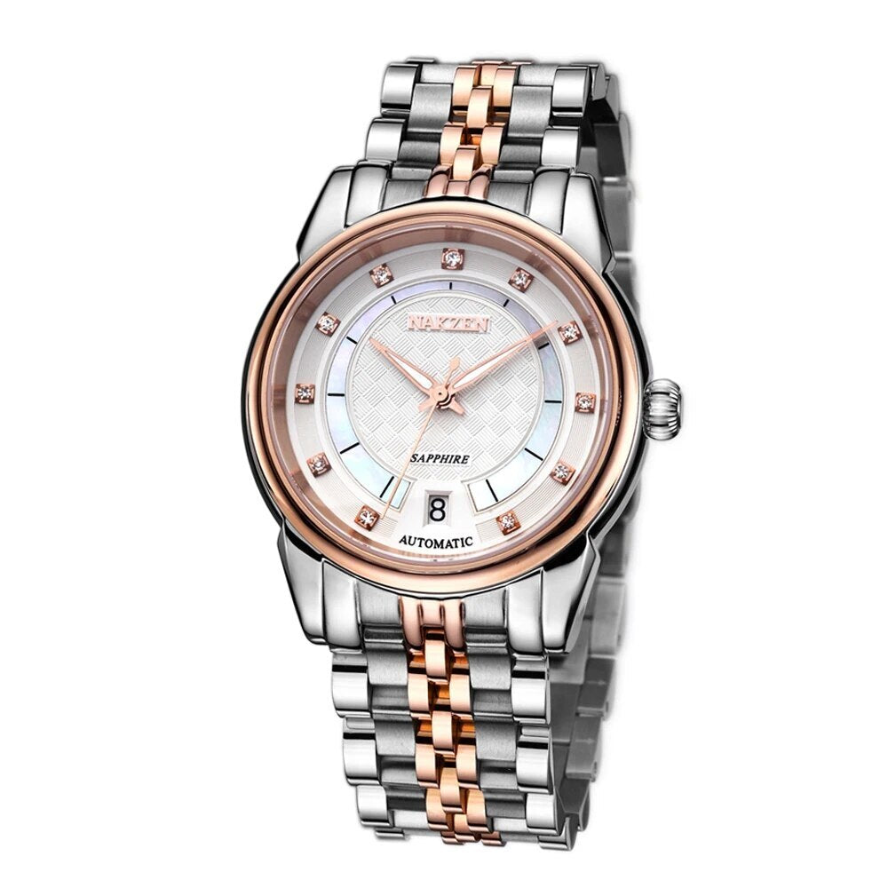 NAKZEN Men Japan Automatic NH35 Movement Mechanical Watch Mens Luminous Waterproof Diamond Classic Wrist Watches Reloj Hombre