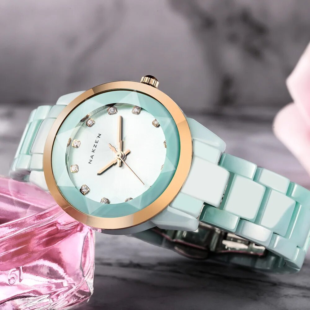 NAKZEN Women Watches Reloj Mujer Fashion Casual Ladies Bracelet Colorful Ceramic Watch Top Brand Luxury Dress Female Clock