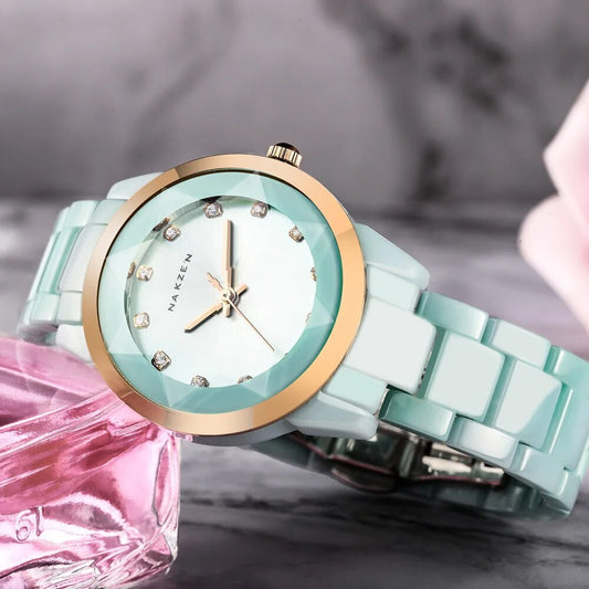 NAKZEN Women Watches Reloj Mujer Fashion Casual Ladies Bracelet Colorful Ceramic Watch Top Brand Luxury Dress Female Clock