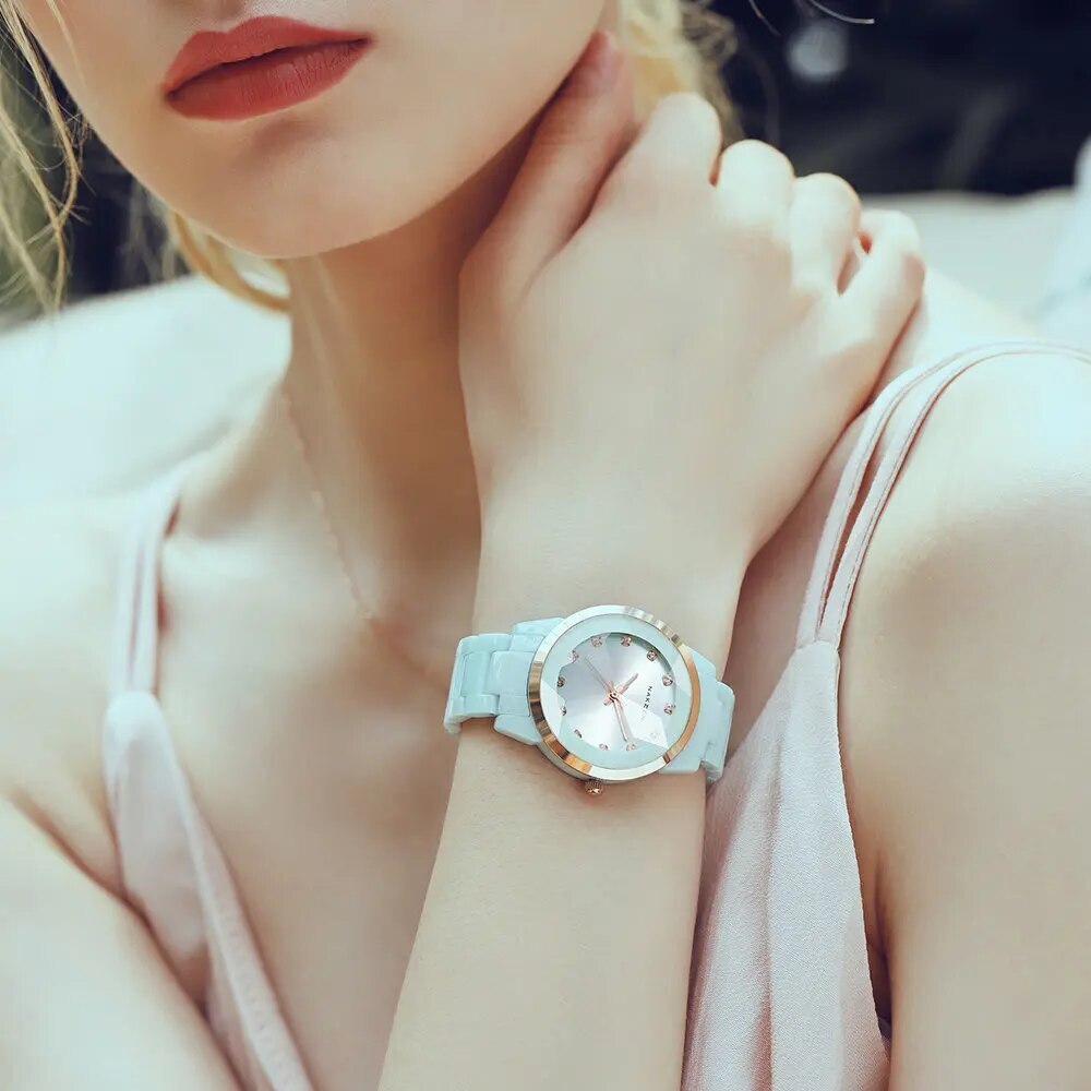 NAKZEN Women Watches Reloj Mujer Fashion Casual Ladies Bracelet Colorful Ceramic Watch Top Brand Luxury Dress Female Clock