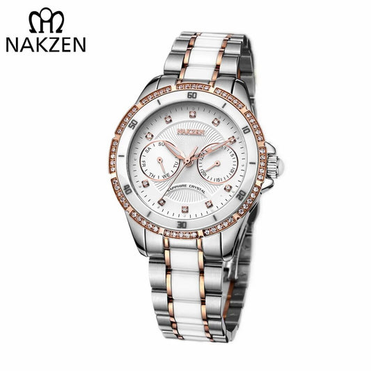 NAKZEN Women Fashion Ceramic Quartz Watch Ladies Casual Dress Diamond Watches Luxury Brand Wristwatches Feminino Montre Relogio