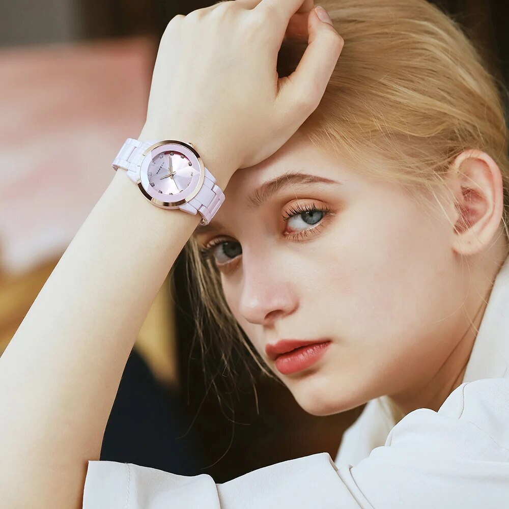 NAKZEN Women Quartz Watches Fashion Ladies Bracelet Colorful Ceramic Watch Diamond luminous Dress Female Clock Reloj Mujer