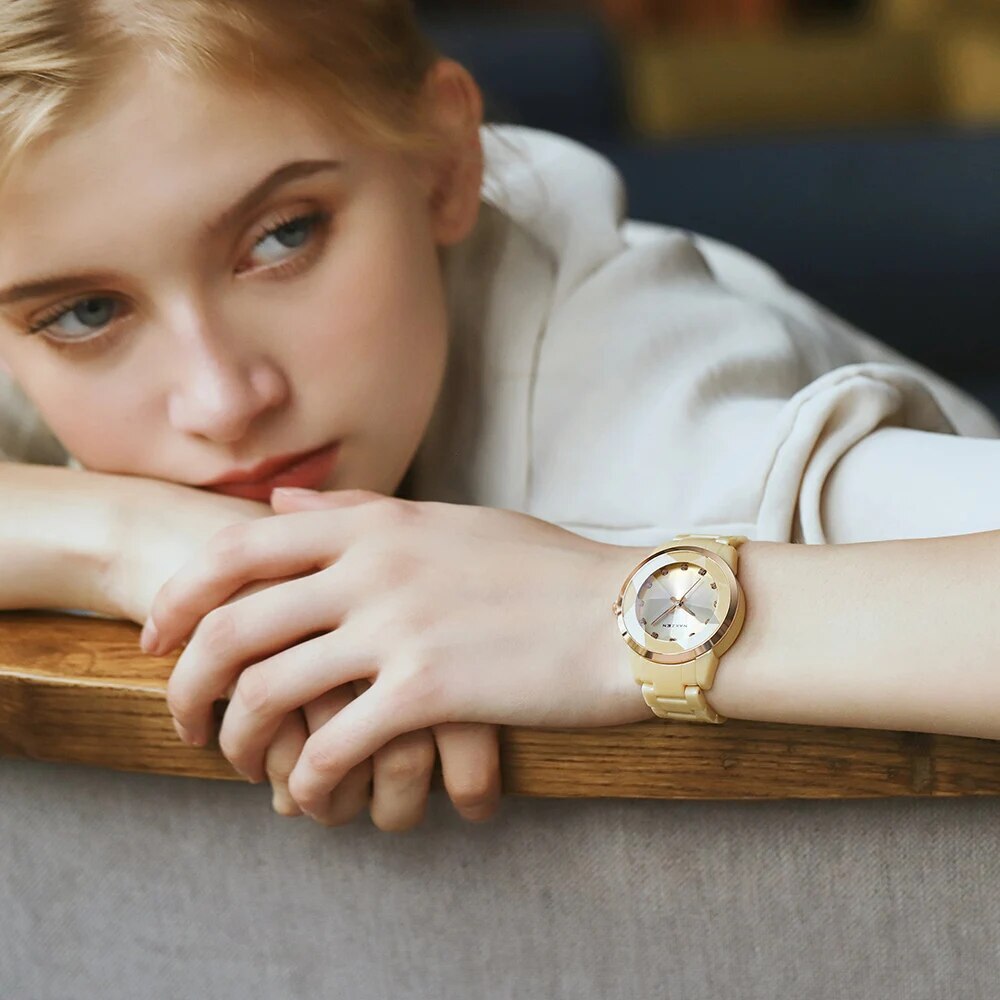 NAKZEN Women Quartz Watches Fashion Ladies Bracelet Colorful Ceramic Watch Diamond luminous Dress Female Clock Reloj Mujer