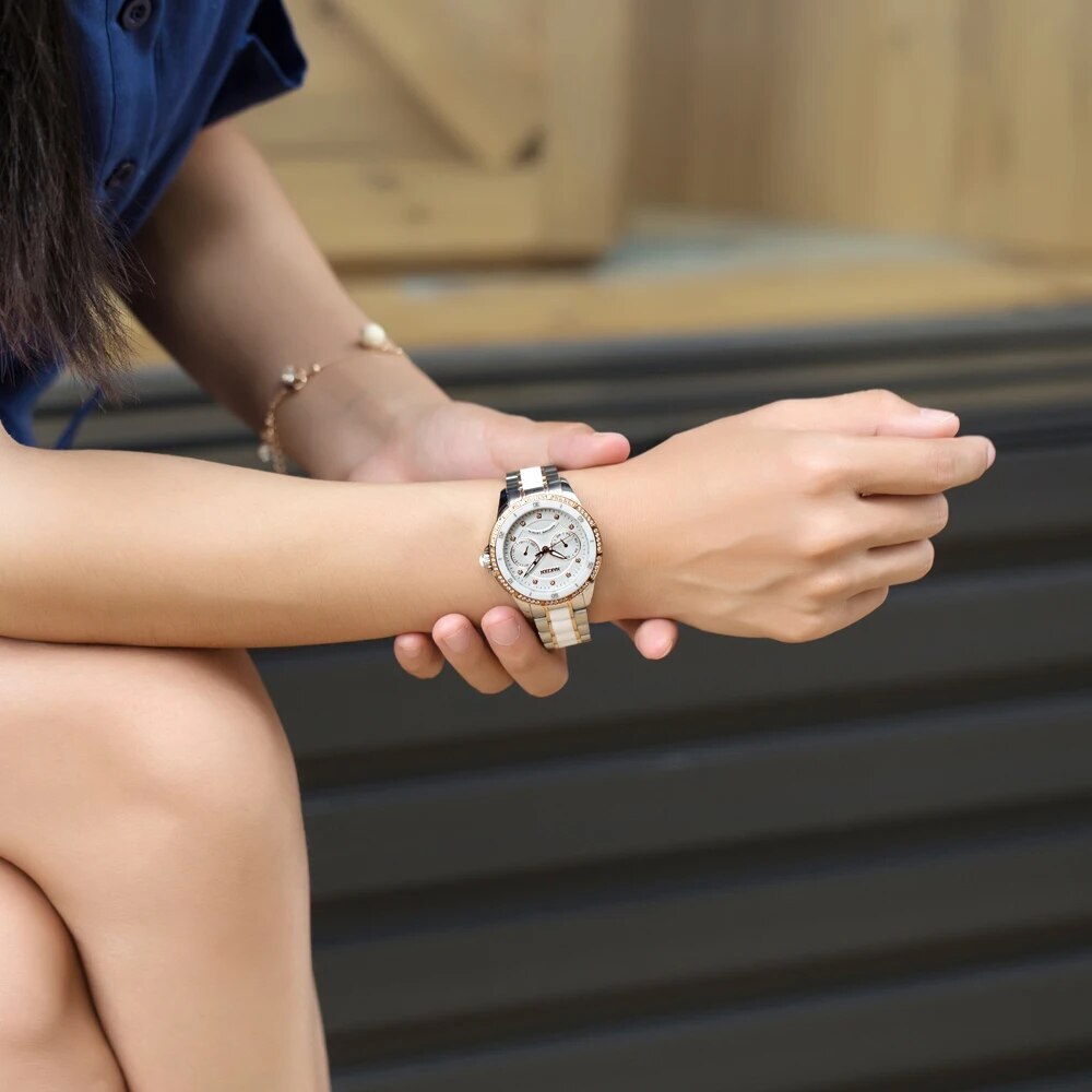 NAKZEN Women Fashion Ceramic Quartz Watch Ladies Casual Dress Diamond Watches Luxury Brand Wristwatches Feminino Montre Relogio