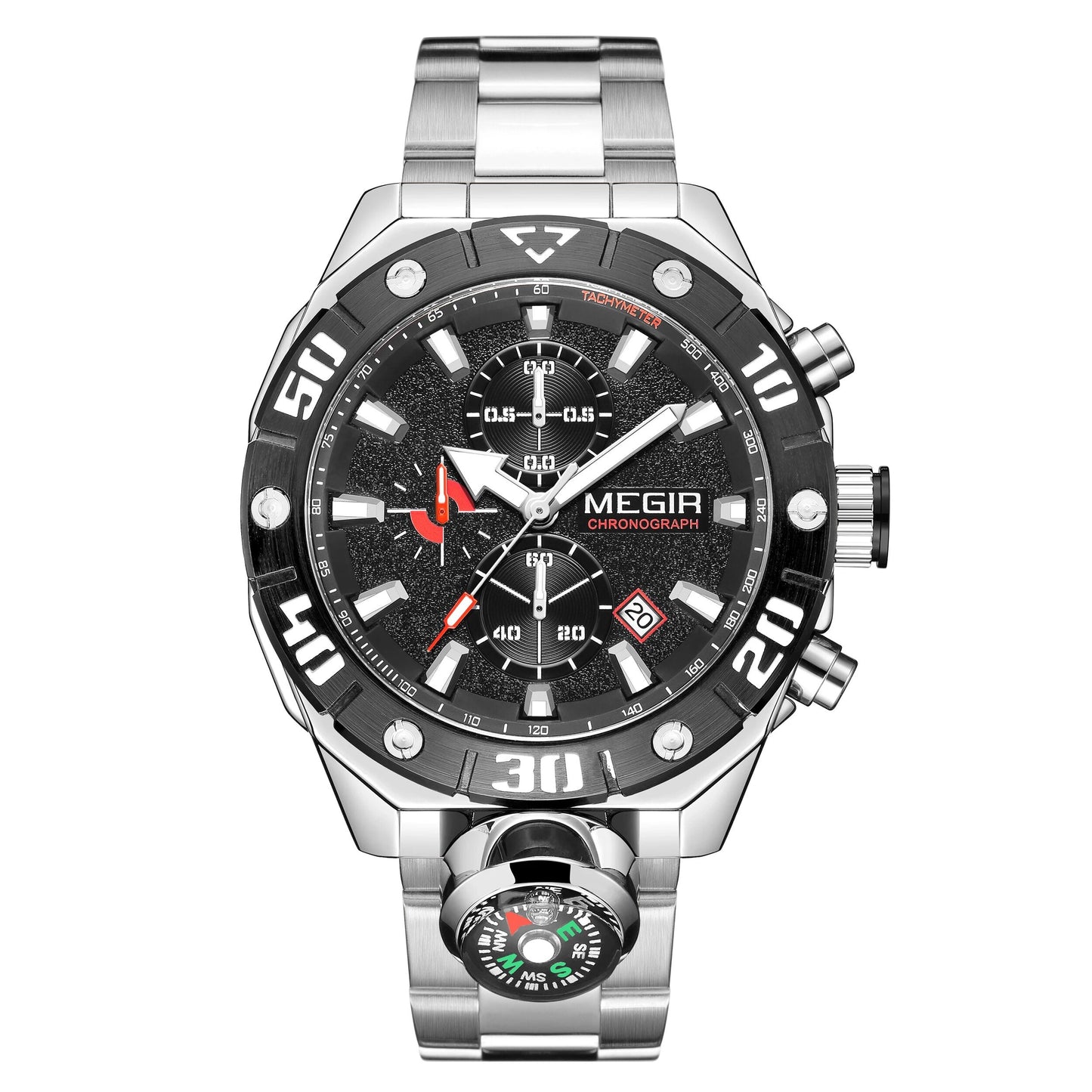 MEGIR Watch Top Brand Luxury Business Quartz Watches Chronograph Stainless Steel Calendar Luminous Clock WristWatch Montre Homme