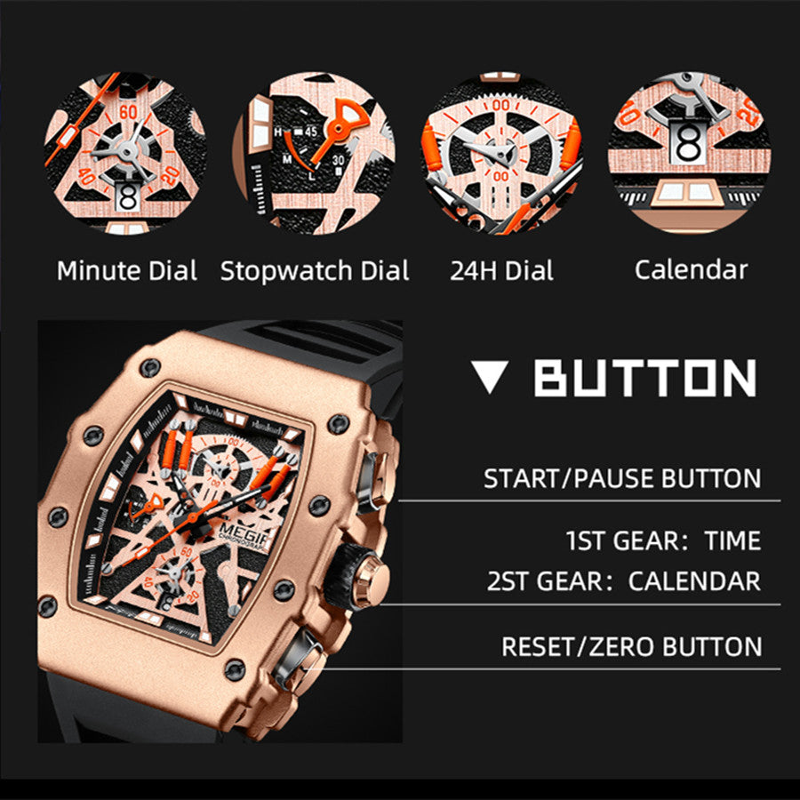 MEGIR Luxury Outdoor Sport Wristwatch for Mens Silicone Waterproof Watches Quartz Wrist Watch Male Clock Military Watch 2218