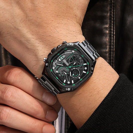 MEGIR Luxury Mens Stainless Steel Watches Fashion Brand Business Quartz Wristwatch Date Luminous Man Chronograph Casual Clock