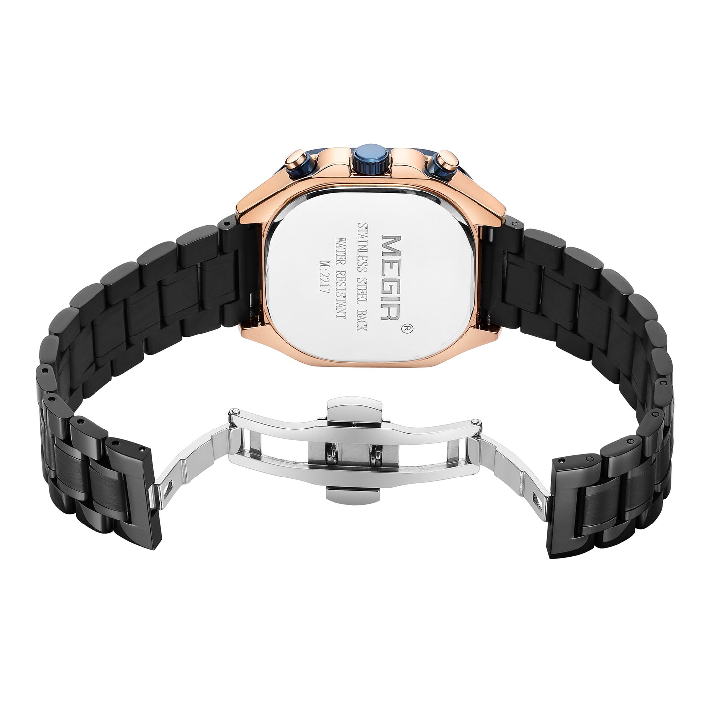 MEGIR Luxury Mens Stainless Steel Watches Fashion Brand Business Quartz Wristwatch Date Luminous Man Chronograph Casual Clock