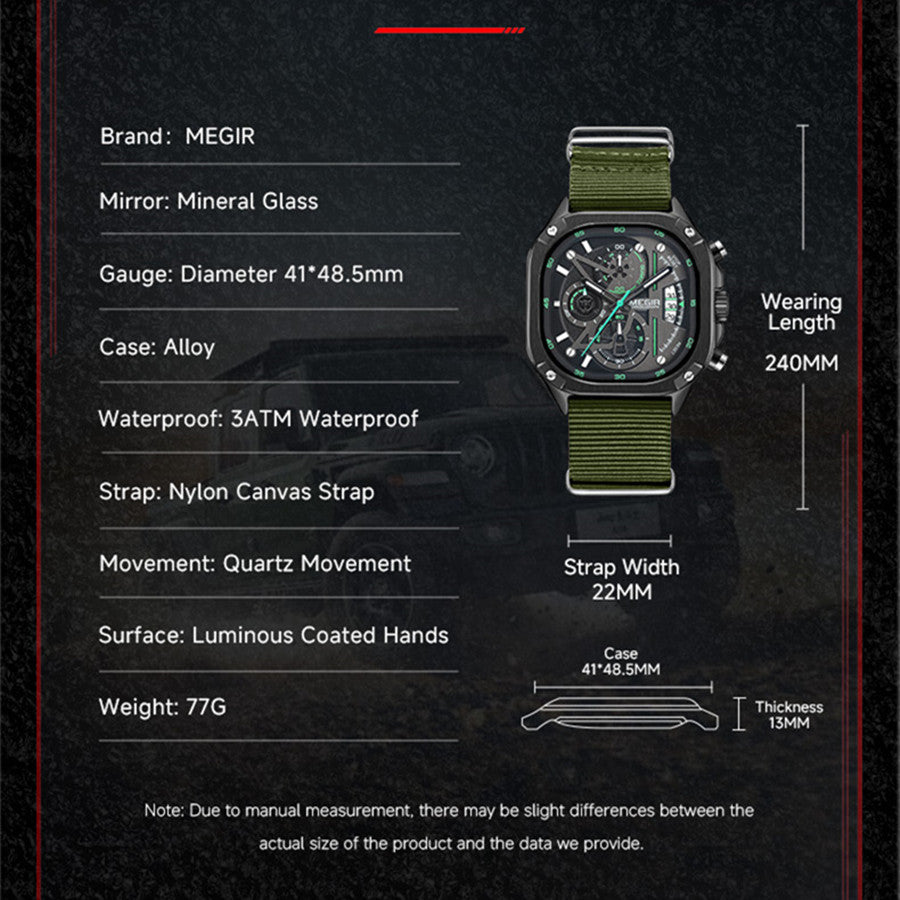 MEGIR Luxury Mens Stainless Steel Watches Fashion Brand Business Quartz Wristwatch Date Luminous Man Chronograph Casual Clock