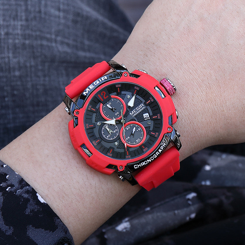 MEGIR Fashion Military Watch for Men Top Luxury Sport Quartz Chronograph Waterproof Male Clock Wristwatch Silicone Reloj Hombre
