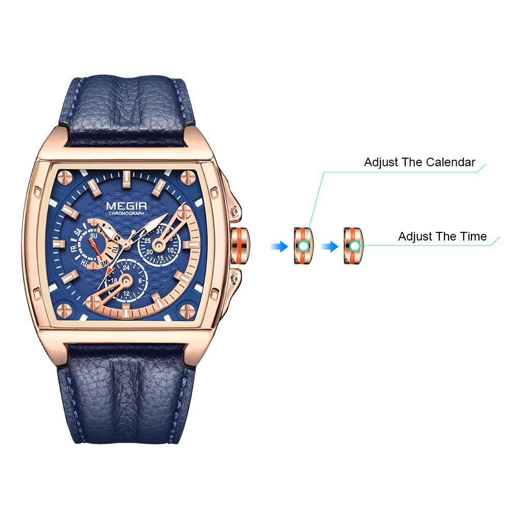 MEGIR Fashion Mens Watches Brand Luxury Waterproof Military WristWatch Leather Sport Quartz Date Weeds Clock Reloj Hombre