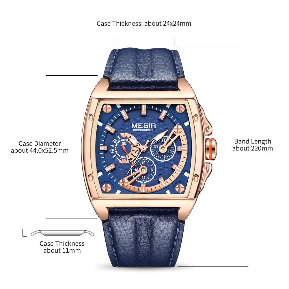 MEGIR Fashion Mens Watches Brand Luxury Waterproof Military WristWatch Leather Sport Quartz Date Weeds Clock Reloj Hombre