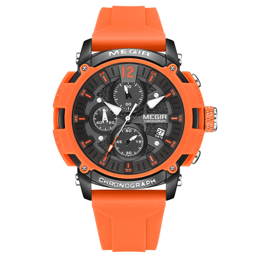 MEGIR Fashion Military Watch for Men Top Luxury Sport Quartz Chronograph Waterproof Male Clock Wristwatch Silicone Reloj Hombre
