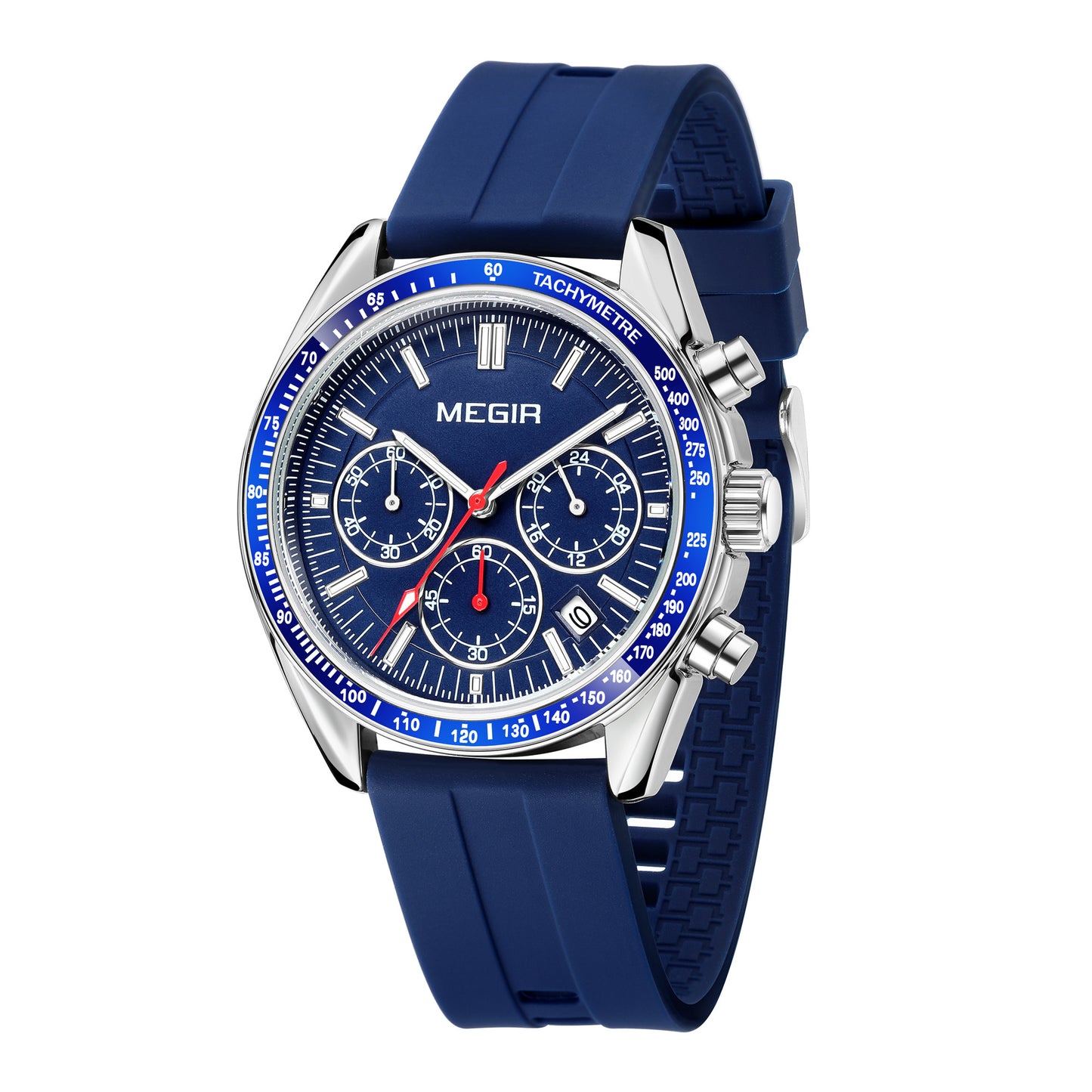 MEGIR Analog Quartz Wrist Watch Chronograph Luminous Business Sport Watches with Silicone Strap Calendar Man Clock reloj hombre