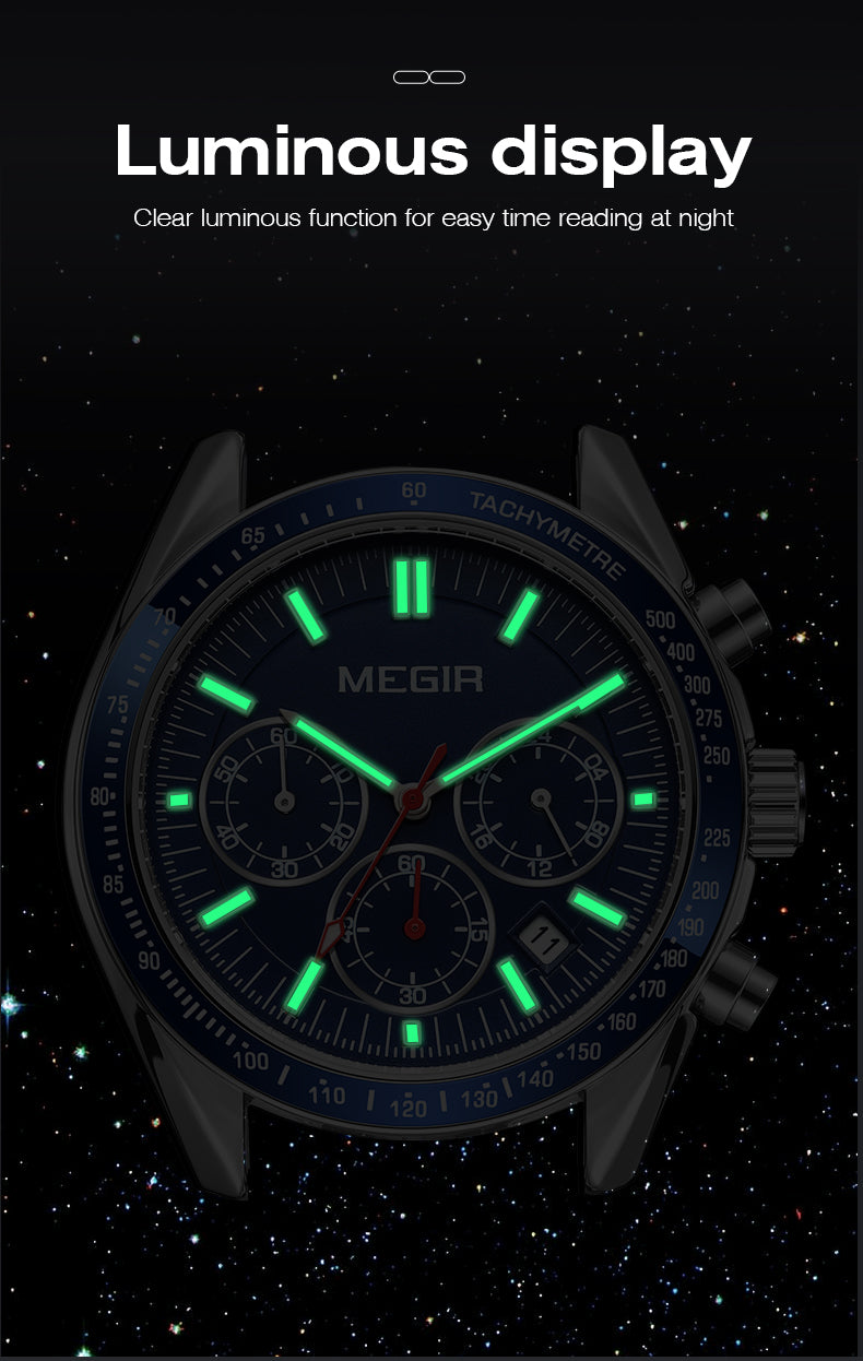 MEGIR Business Men Watch Stainless Steel Mesh Belt Quartz Watches Luxury Fashion Man Wristwatch Calendar Clock Reloj Hombre 8105