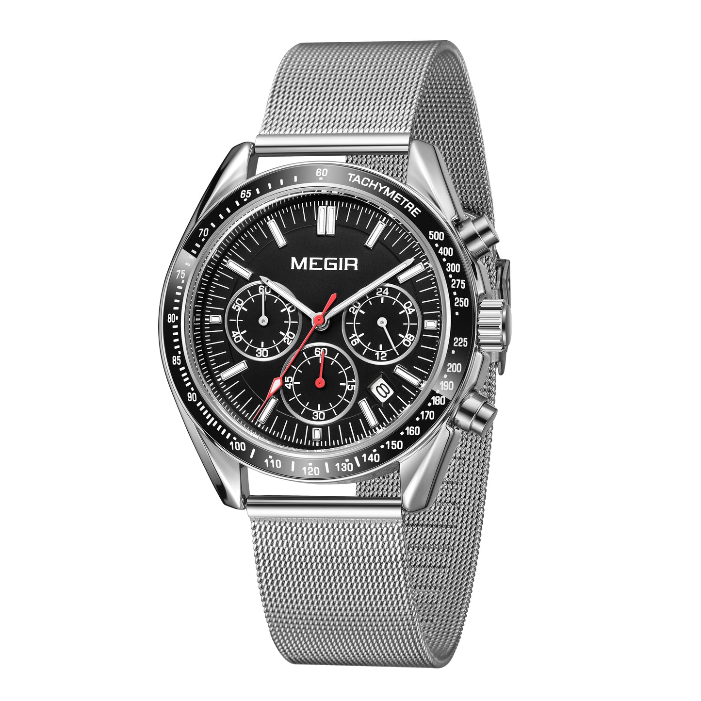 MEGIR Business Men Watch Stainless Steel Mesh Belt Quartz Watches Luxury Fashion Man Wristwatch Calendar Clock Reloj Hombre 8105